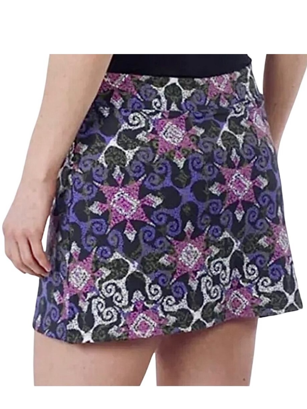 Tranquility by Colorado Clothing Athletic Skort Black Purple Pink Print Size XXL